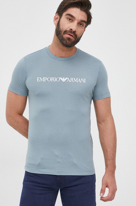 Emporio Armani t-shirt bawełniany kolor szary z nadrukiem 8N1TN5 1JPZZ