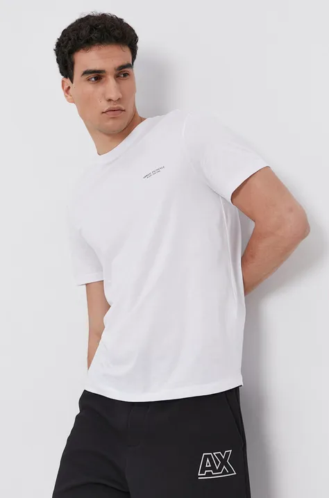Armani Exchange Tricou din bumbac culoarea alb, cu imprimeu
