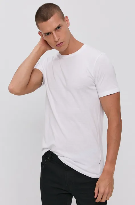 Solid T-shirt bawełniany kolor biały gładki