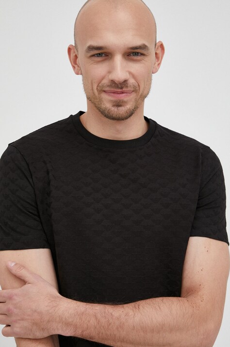 Emporio Armani tricou din bumbac culoarea negru, modelator