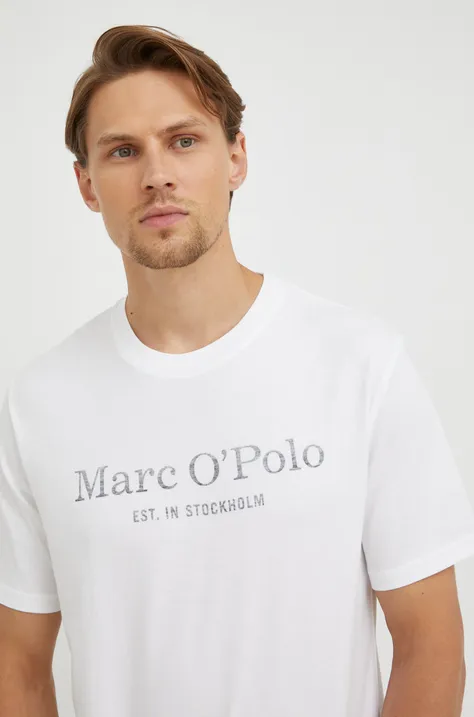 Marc O'Polo t-shirt bawełniany kolor biały z nadrukiem B21201251052