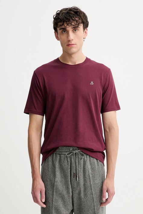Marc O'Polo t-shirt bawełniany męski kolor bordowy melanżowy