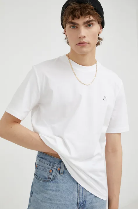 Pamučna majica Marc O'Polo boja: bijela, jednobojni model