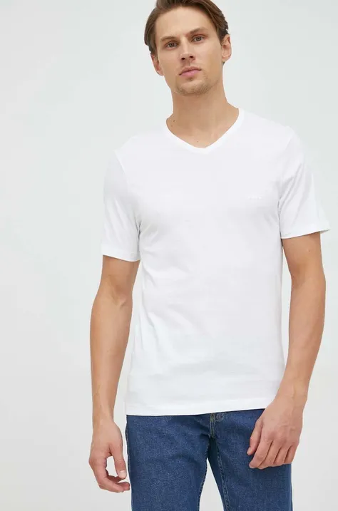 Bombažna kratka majica BOSS 3-pack bela barva