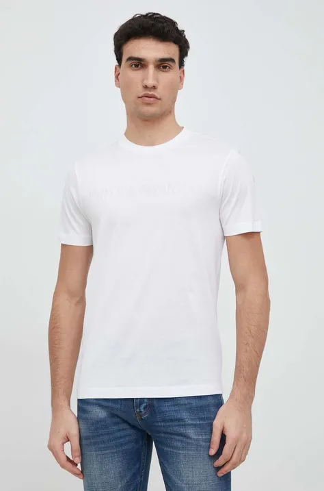 Бавовняна футболка Emporio Armani колір білий з аплікацією