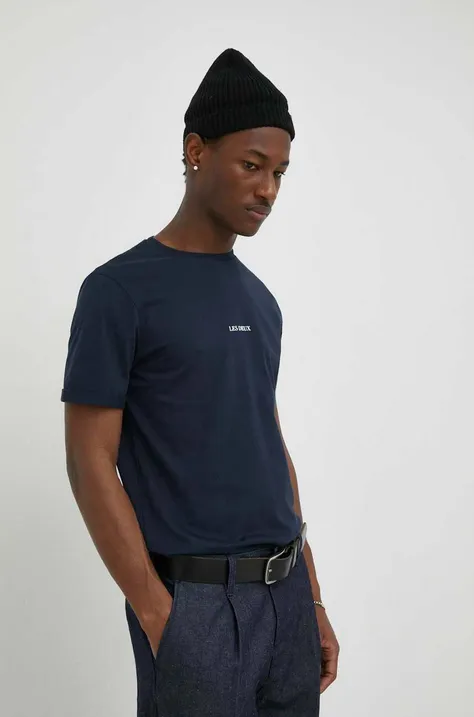 Βαμβακερό μπλουζάκι Les Deux χρώμα: ναυτικό μπλε