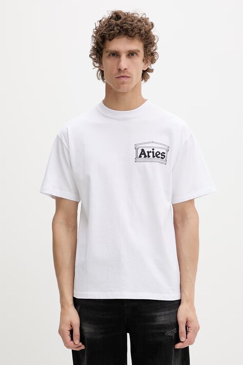 Бавовняний лонгслів Aries Temple LS Tee колір білий з принтом