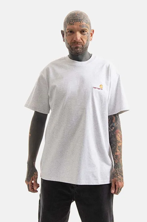 Bavlněné tričko Carhartt WIP šedá barva, I029956.-ASH.HEATHE