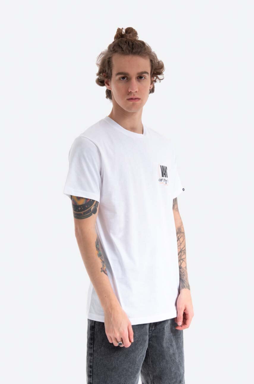 Vans t-shirt bawełniany kolor biały z nadrukiem VN0A54CSWHT-BIALY