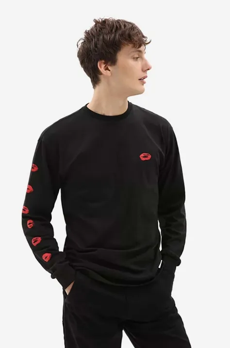 Βαμβακερή μπλούζα με μακριά μανίκια Vans Anaheim Lips χρώμα: μαύρο
