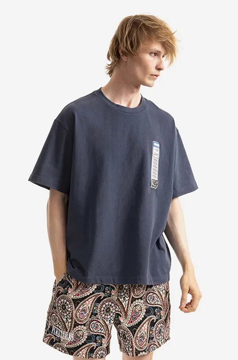 PLEASURES t-shirt in cotone uomo  Koszulka Pleasures Shoplift Boxy T-shirt P22SP021-SLATE