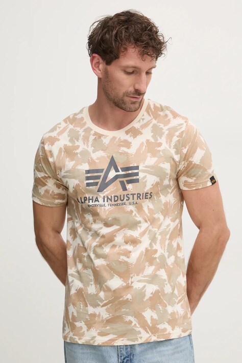 Футболка Alpha Industries Basic мужская цвет бежевый узорная