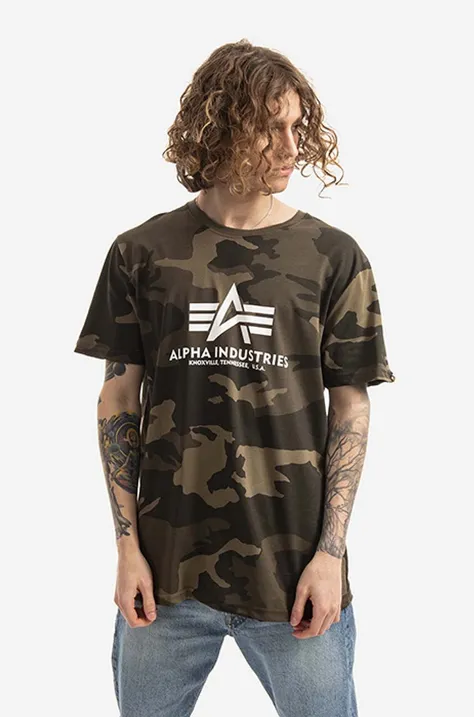 Alpha Industries t-shirt Basic męski kolor zielony wzorzysty 100501C.239-ZIELONY