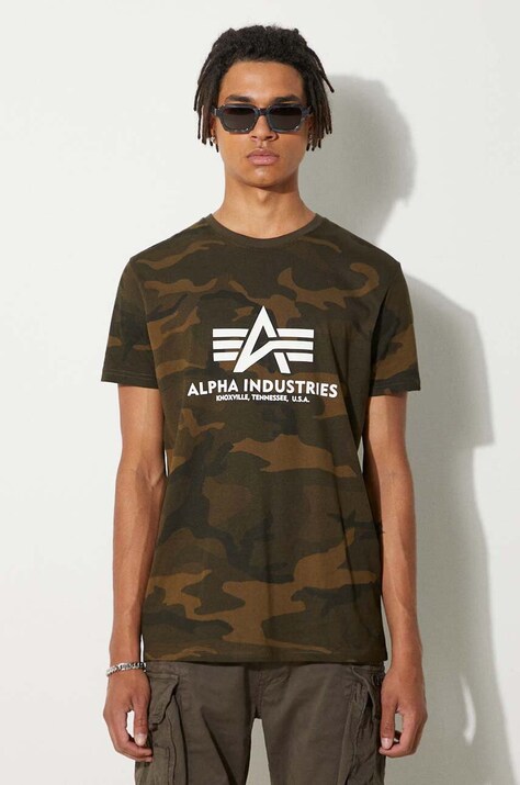 Футболка Alpha Industries Basic чоловіча колір зелений візерунок 100501C.239-green