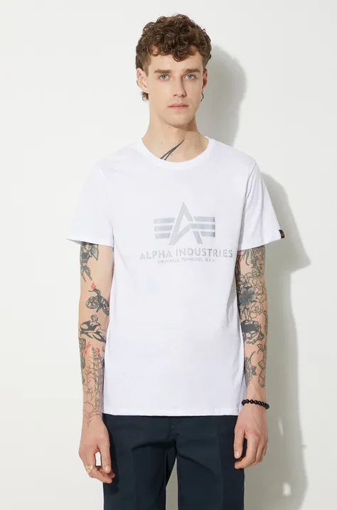 Pamučna majica Alpha Industries Reflective Print boja: bijela, s tiskom, 100501RP.09-white