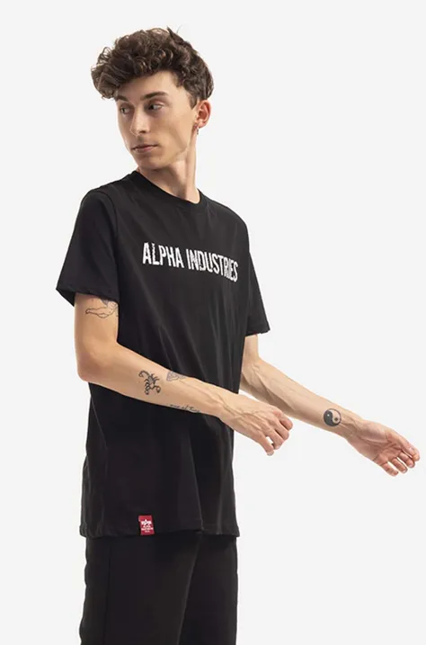 Alpha Industries t-shirt bawełniany RBF Moto kolor czarny z nadrukiem 116512.03-CZARNY