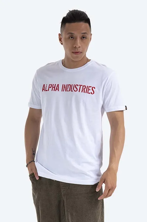 Bombažna kratka majica Alpha Industries RBF Moto bela barva