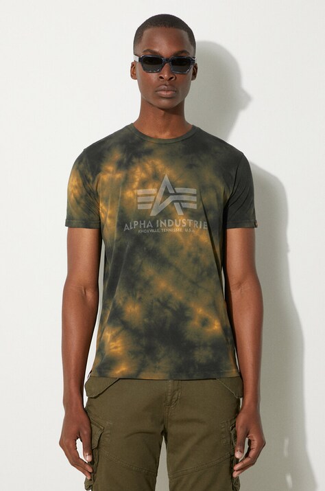 Βαμβακερό μπλουζάκι Alpha Industries Basic Tee Batik χρώμα: κίτρινο