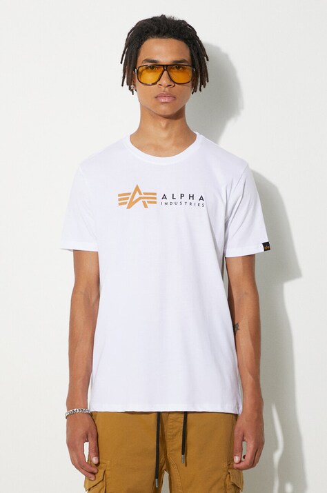 Pamučna majica Alpha Industries Alpha Label T boja: bijela, s tiskom, 118502.09-white