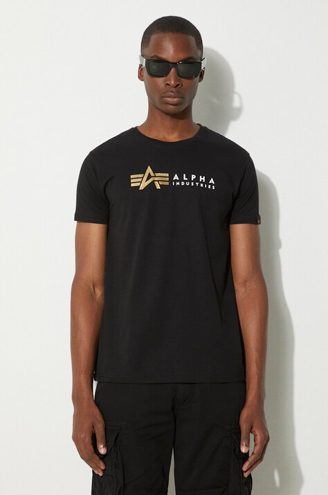 Alpha Industries cotton T-shirt  Alpha Industries Label 118502FP 03 black color