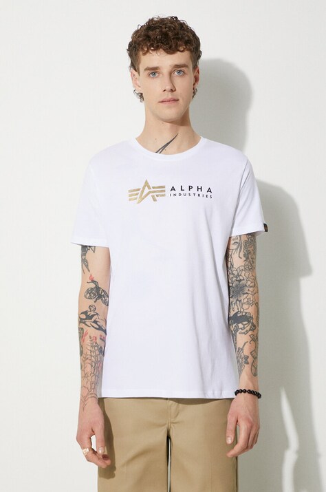 Alpha Industries cotton T-shirt  Alpha Industries Label 118502FP 09 white color