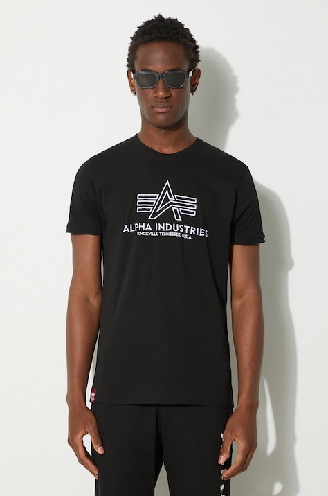 Alpha Industries t-shirt bawełniany kolor czarny z aplikacją 118505.95-CZARNY