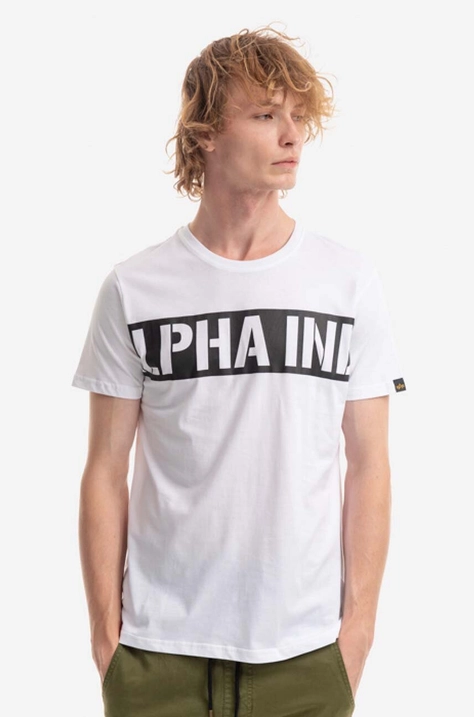 Бавовняна футболка Alpha Industries колір білий з принтом 118511.09-white