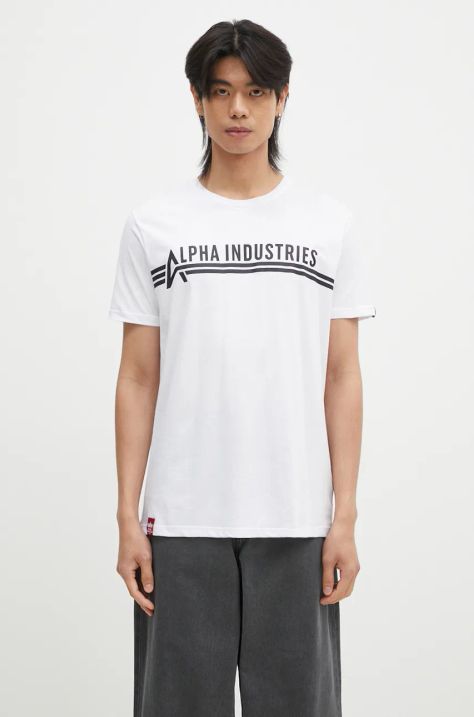 Βαμβακερό μπλουζάκι Alpha Industries Koszulka Alpha Industries T 126505 92 χρώμα: άσπρο