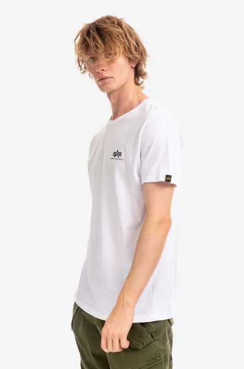 Bavlněné tričko Alpha Industries Backprint T 128507 09 bílá barva, s potiskem, 128507.09-white