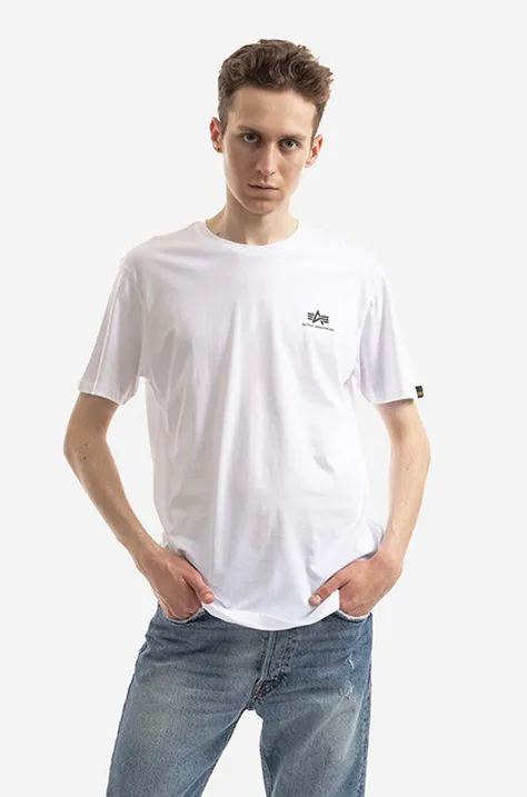 Хлопковая футболка Alpha Industries цвет белый с принтом 128507CP.573-white