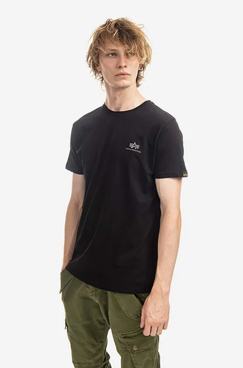 Bavlněné tričko Alpha Industries černá barva, s potiskem, 128507RP.285-black