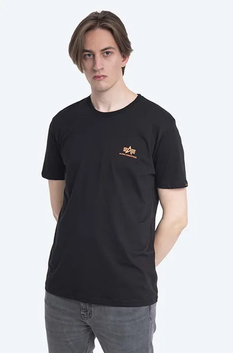 Bavlněné tričko Alpha Industries černá barva, s potiskem, 128507RP.614-black
