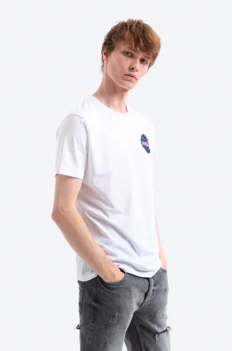 Бавовняна футболка Alpha Industries колір білий з принтом 176507.09-white