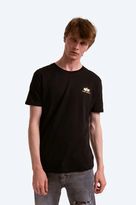 Alpha Industries t-shirt bawełniany kolor czarny z nadrukiem 188505FP.583-CZARNY