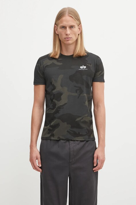 Бавовняна футболка Alpha Industries Basic колір чорний візерунок 188505C.125-black