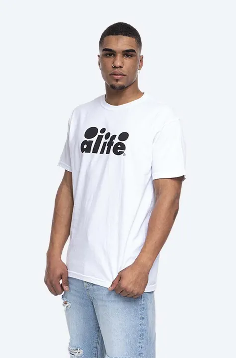 Alife tricou din bumbac Bubble Logo Tee culoarea alb, cu model, Koszulka Alife Bubble Logo Tee ALISS20-69 WHITE/BLACK ALISS20.69-BLACK