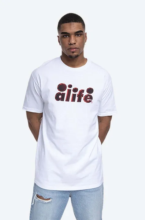 Bavlněné tričko Alife Tone Bubble Graphic bílá barva, ALIFW20-48 WHITE, ALIFW20.48-WHITE