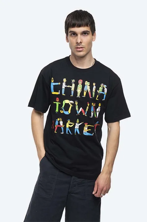 Market cotton T-shirt Chinatown Market City Aerobics Tee black color