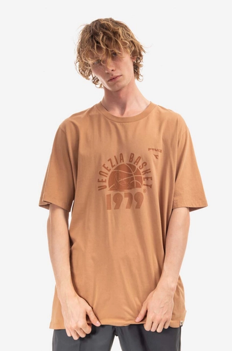 Diadora cotton T-shirt x Paura Basket Tee brown color