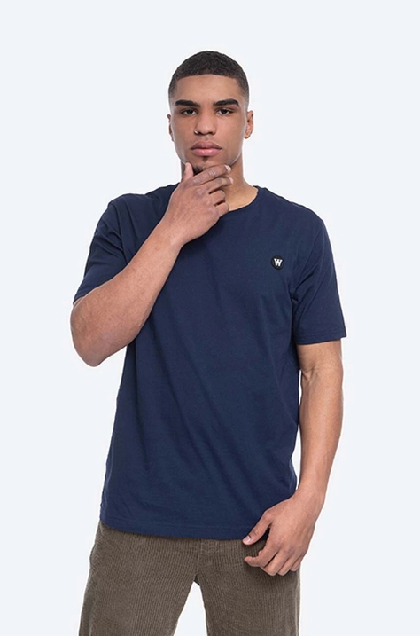 Wood Wood tricou din bumbac Ace Double A culoarea bleumarin, cu imprimeu 10005700.2222-NAVY