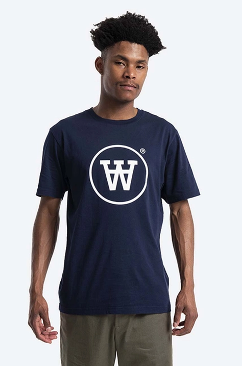 Wood Wood cotton t-shirt men’s navy blue color