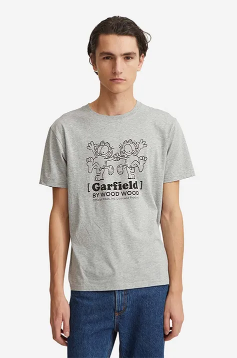 Bavlněné tričko Wood Wood Ace x Garfield šedá barva, s potiskem, 30045701.2222-GREYMEL
