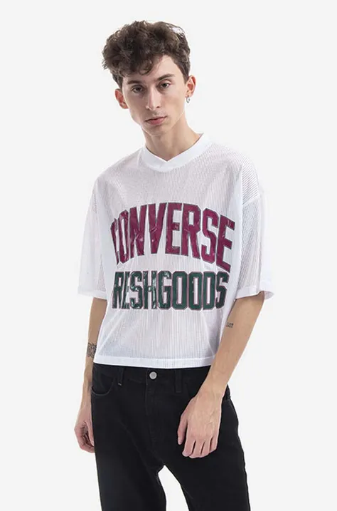 Converse tricou x Joe FreshGood Ftb bărbați, culoarea alb, cu imprimeu 10022146.A01-WHITE
