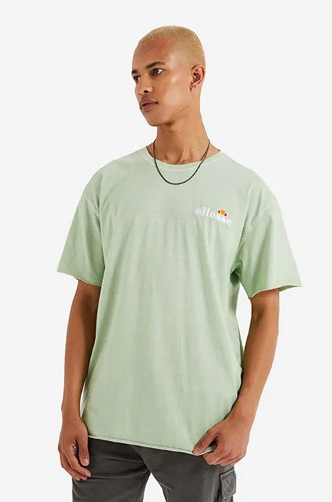 Bavlněné tričko Ellesse zelená barva, s potiskem, SHM13796-GREEN
