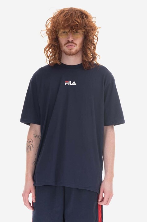 Βαμβακερό μπλουζάκι Fila Bender χρώμα: ναυτικό μπλε