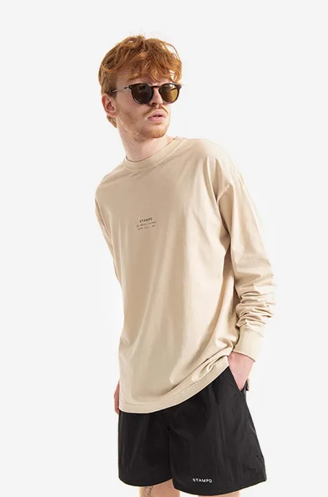 STAMPD longsleeve bawełniany kolor beżowy gładki SLA.M2820LT-SND