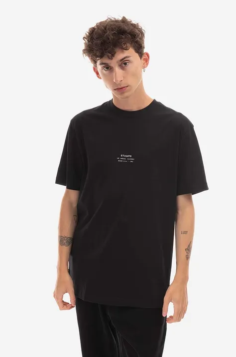 Bavlněné tričko STAMPD černá barva, SLA.M2990TE-WHT