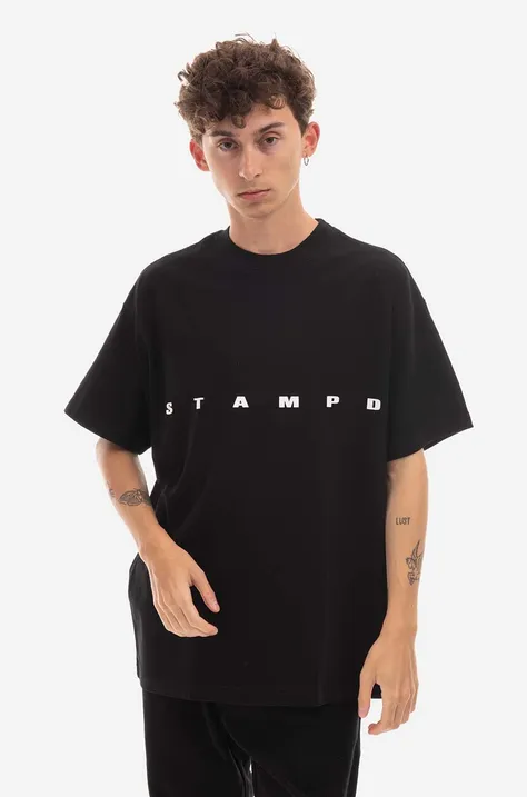 Bavlnené tričko STAMPD SLA.M2991TE-WHT, čierna farba, s potlačou