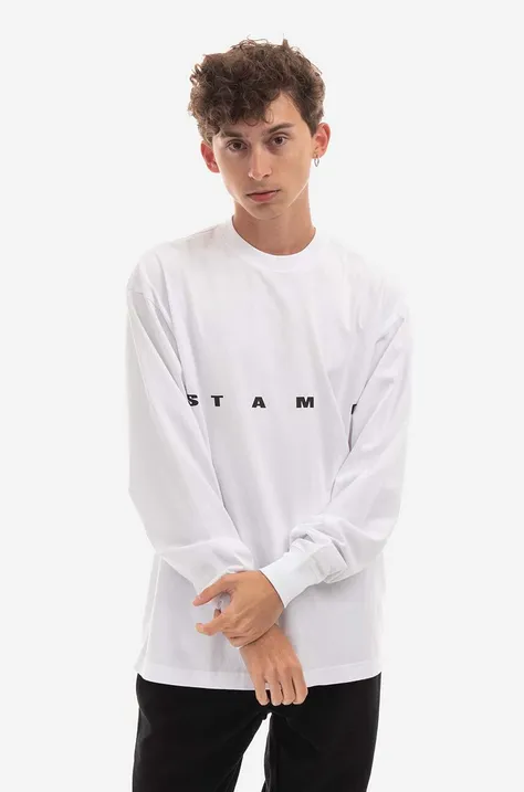 Bavlnené tričko s dlhým rukávom STAMPD SLA.M2992LT-WHT, biela farba, s potlačou