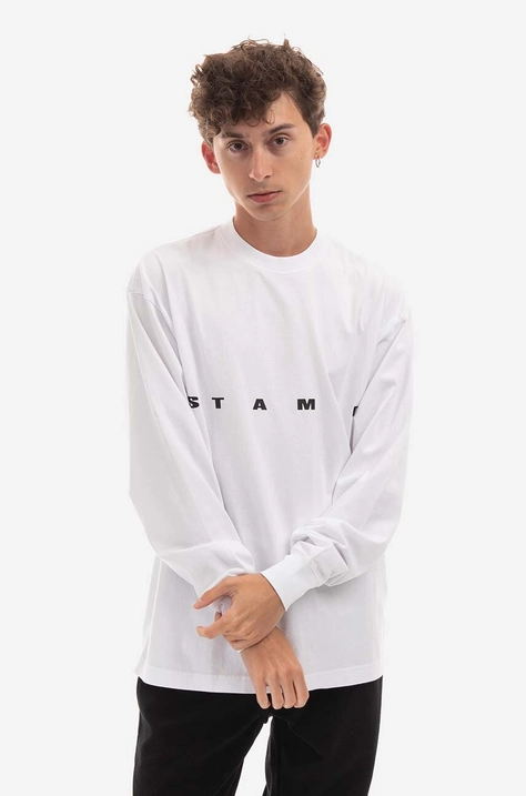 Хлопковый лонгслив STAMPD цвет белый с принтом SLA.M2992LT-WHT